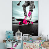 Pink Skateboard Dreams - Skateboard Canvas Wall Art