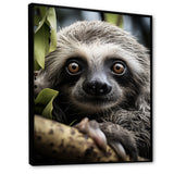 Sloth Portrait Vibrant - Sloth Framed Canvas Art