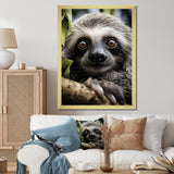 Sloth Portrait Vibrant - Sloth Framed Canvas Art