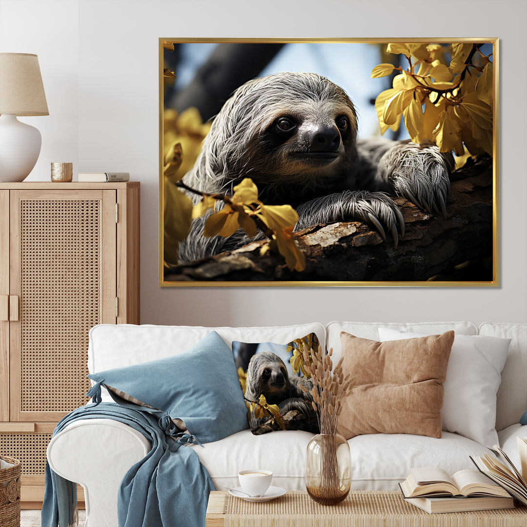 Sloth Slow Motion Portrait - Sloth Home Decor Art