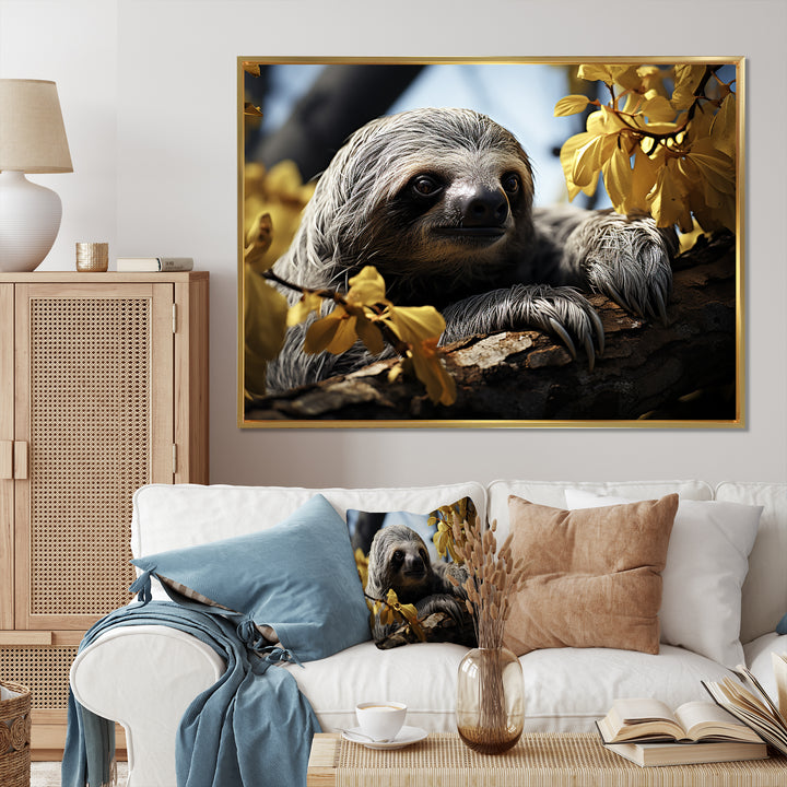 Sloth Slow Motion Portrait - Sloth Home Decor Art