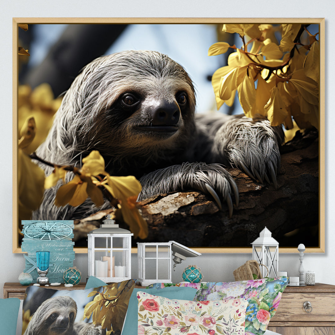 Sloth Slow Motion Portrait - Sloth Home Decor Art
