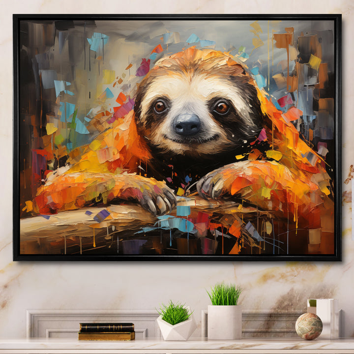 Slumbering Sloth Collage - Sloth Living Room Wall Art
