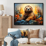 Slumbering Sloth Geometric - Sloth Bedroom Wall Art