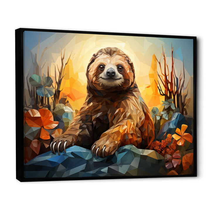 Slumbering Sloth Geometric - Sloth Bedroom Wall Art