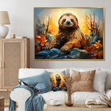 Slumbering Sloth Geometric - Sloth Bedroom Wall Art