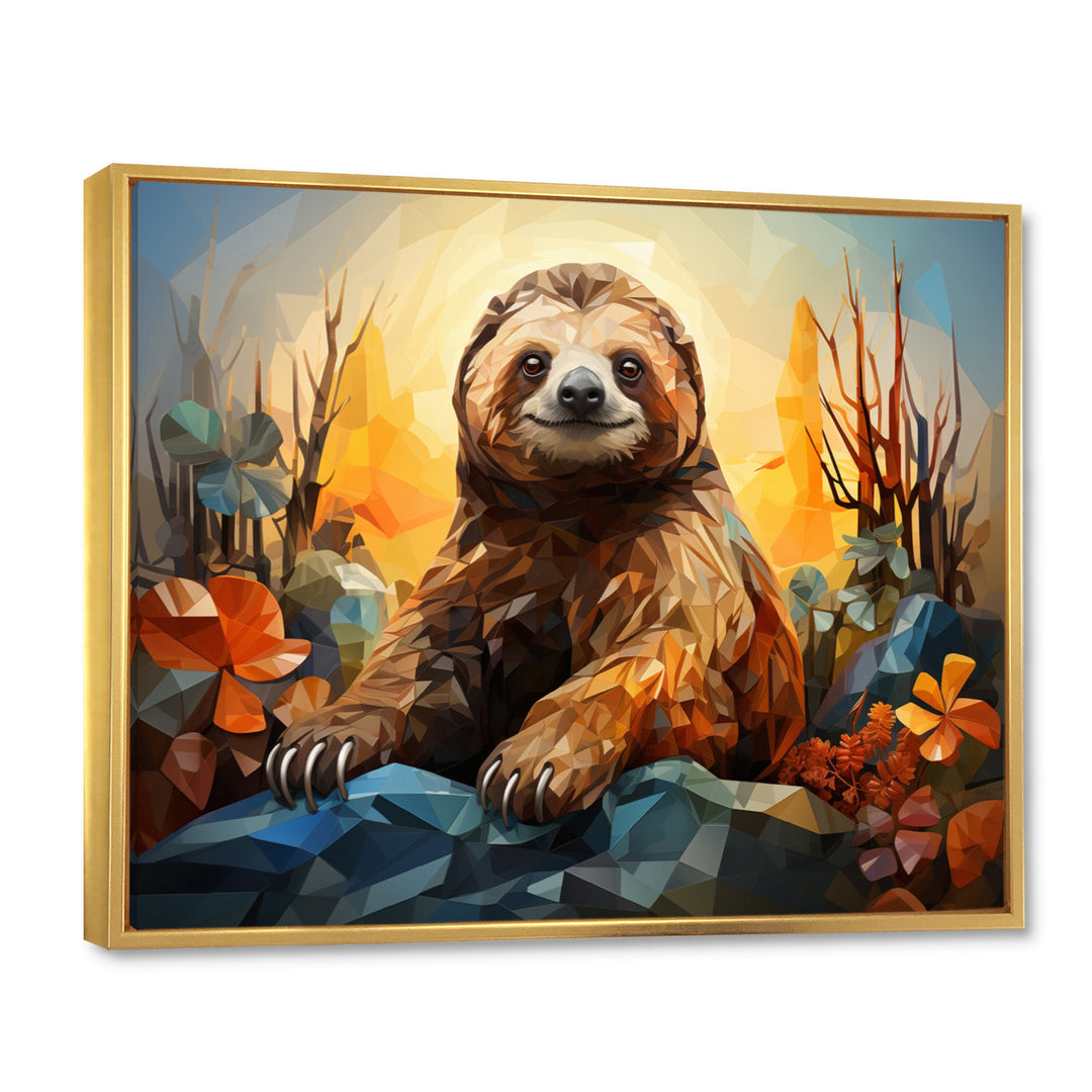 Slumbering Sloth Geometric - Sloth Bedroom Wall Art