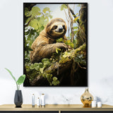 Sloth Slumbering Pastoral - Sloth Canvas Wall Art
