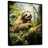 Sloth Slumbering Pastoral - Sloth Canvas Wall Art