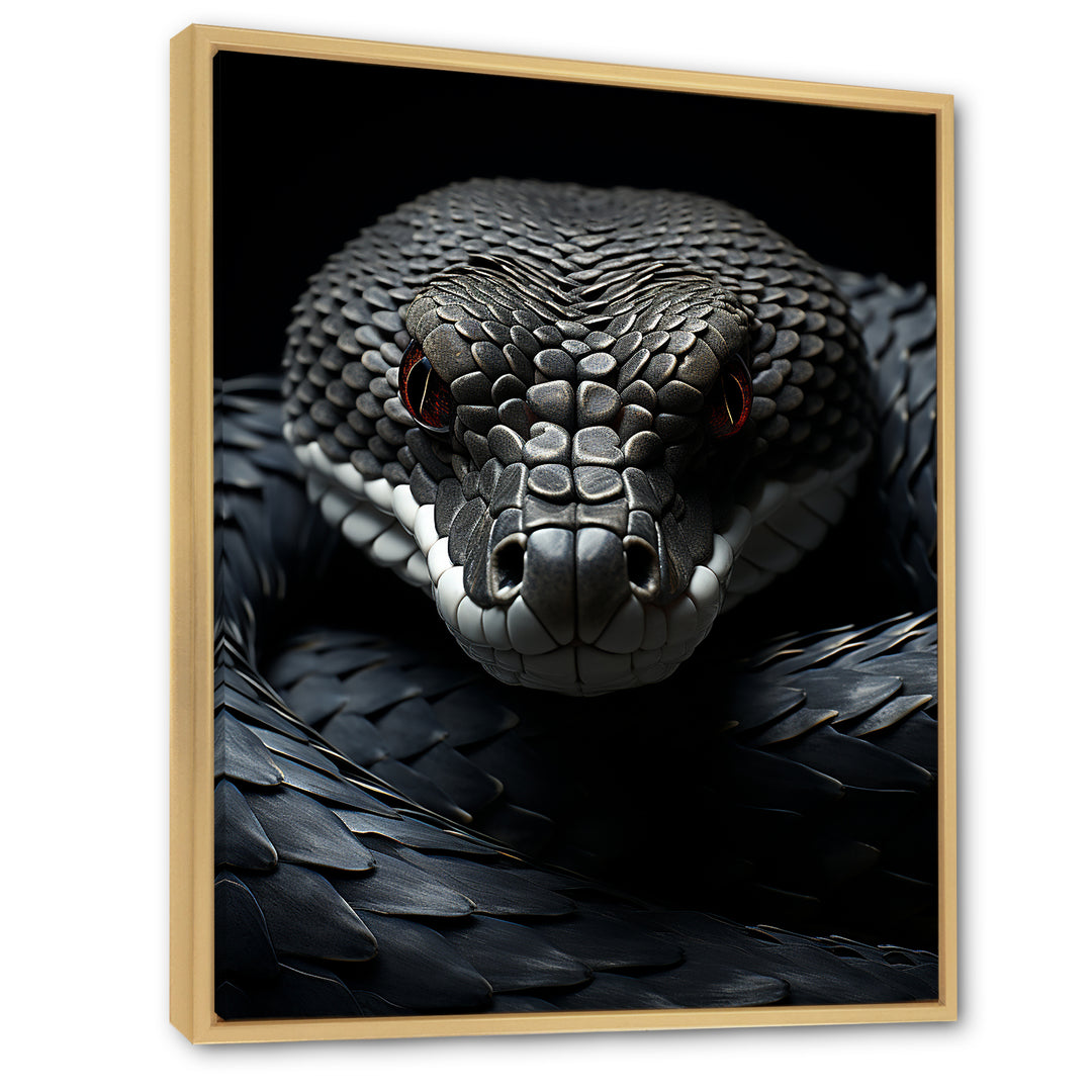 Black Snake Vibrant Portrait - Snake Canvas Wall Art