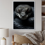 Black Snake Vibrant Portrait - Snake Canvas Wall Art