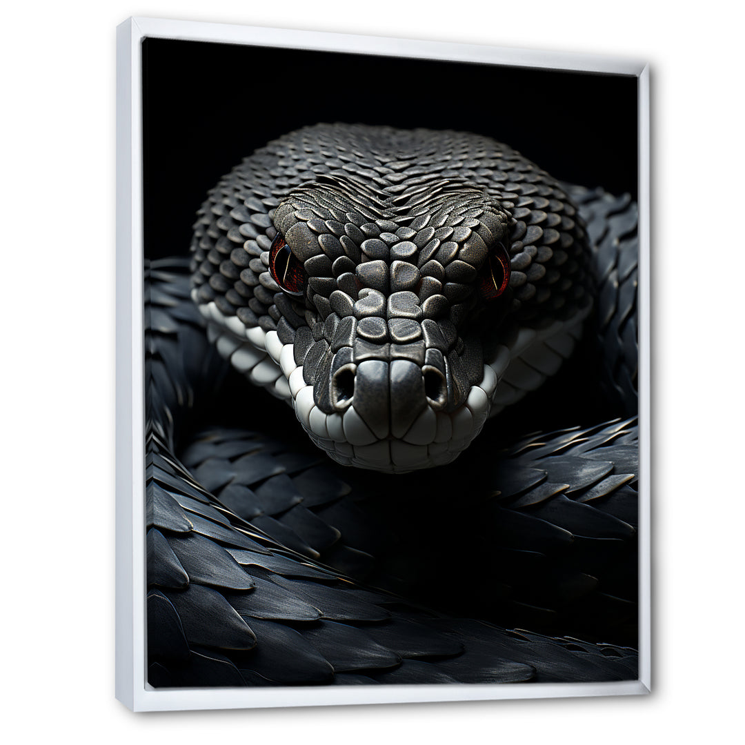 Black Snake Vibrant Portrait - Snake Canvas Wall Art