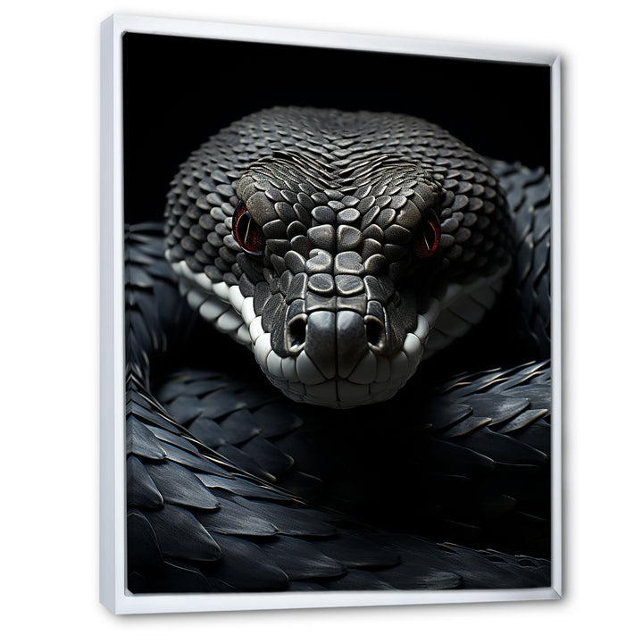 Black Snake Vibrant Portrait - Snake Canvas Wall Art