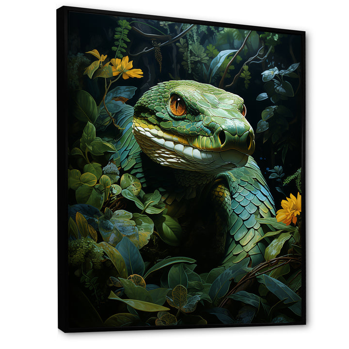 Green Snake Solitude - Snake Wall Art Prints