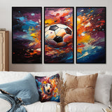 Soccer Ball Kaleidoscope II - 3-Piece Canvas Wall Art