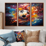 Soccer Ball Kaleidoscope II - 3-Piece Canvas Wall Art