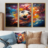 Soccer Ball Kaleidoscope II - 3-Piece Canvas Wall Art