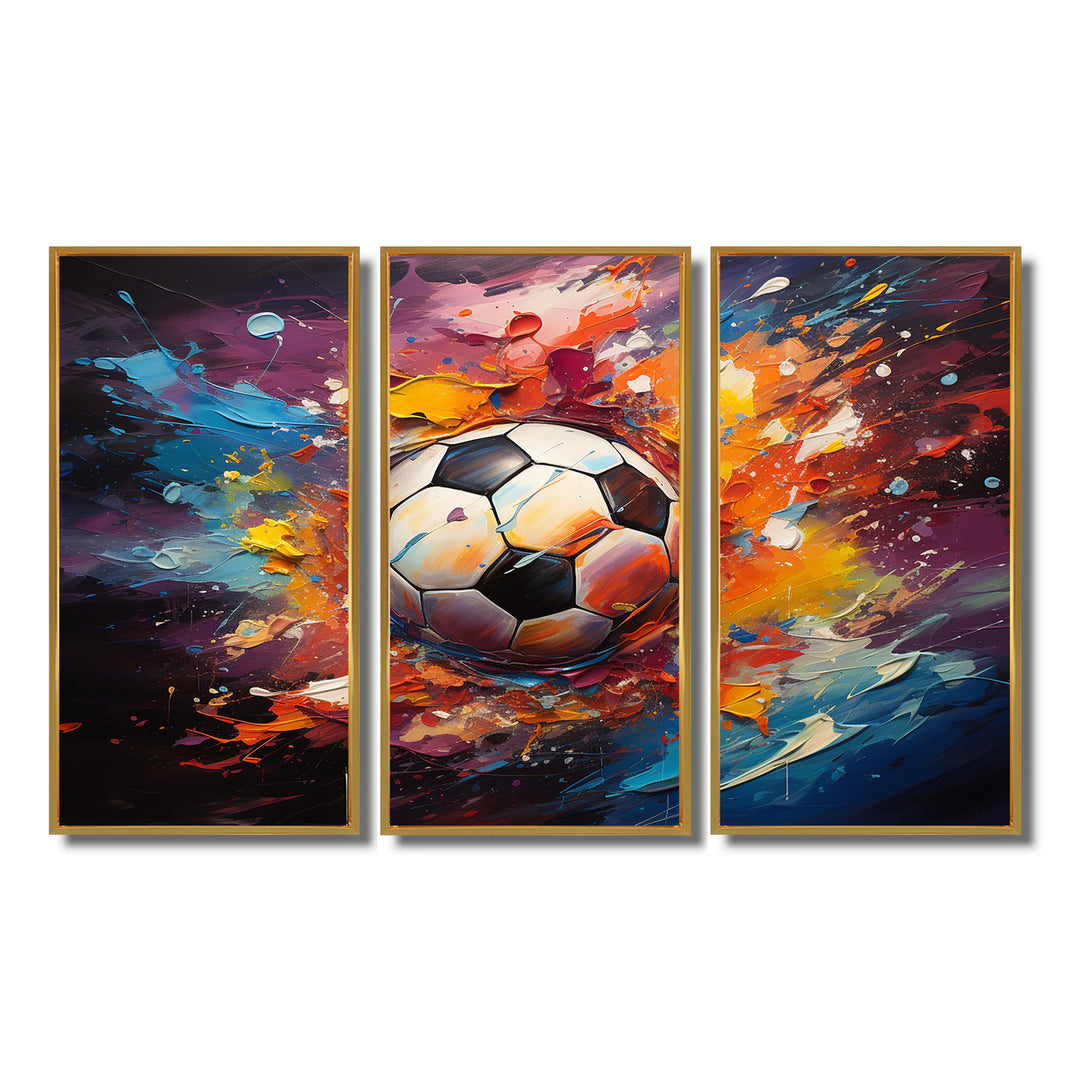 Soccer Ball Kaleidoscope II - 3-Piece Canvas Wall Art
