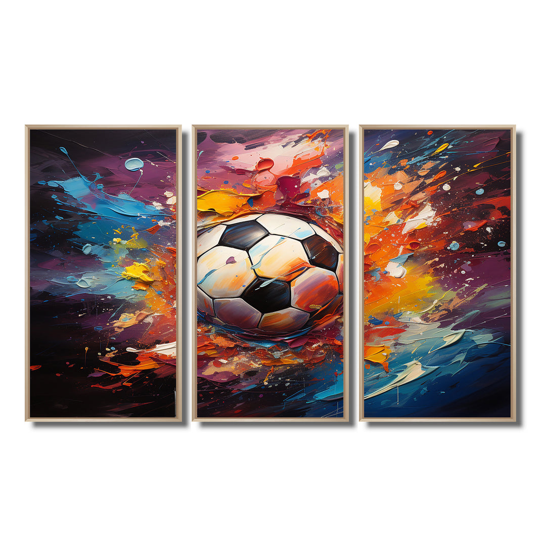 Soccer Ball Kaleidoscope II - 3-Piece Canvas Wall Art