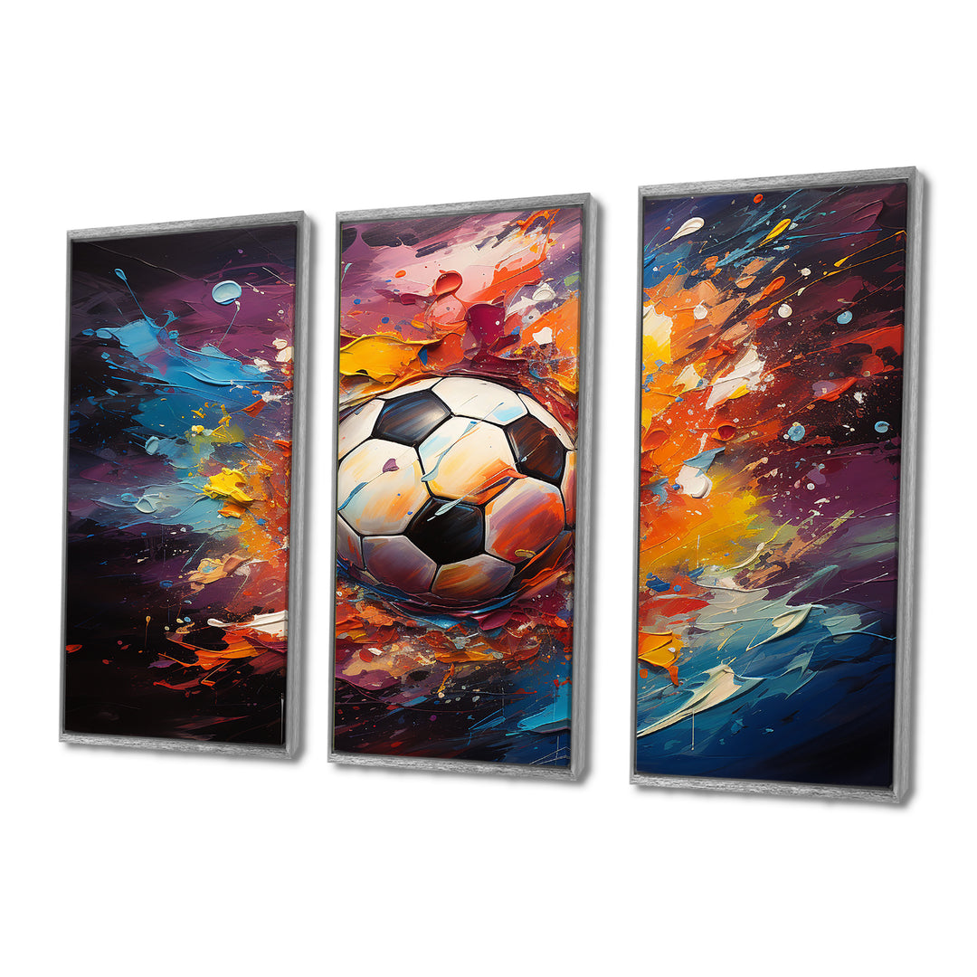 Soccer Ball Kaleidoscope II - 3-Piece Canvas Wall Art