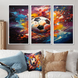 Soccer Ball Kaleidoscope II - 3-Piece Canvas Wall Art