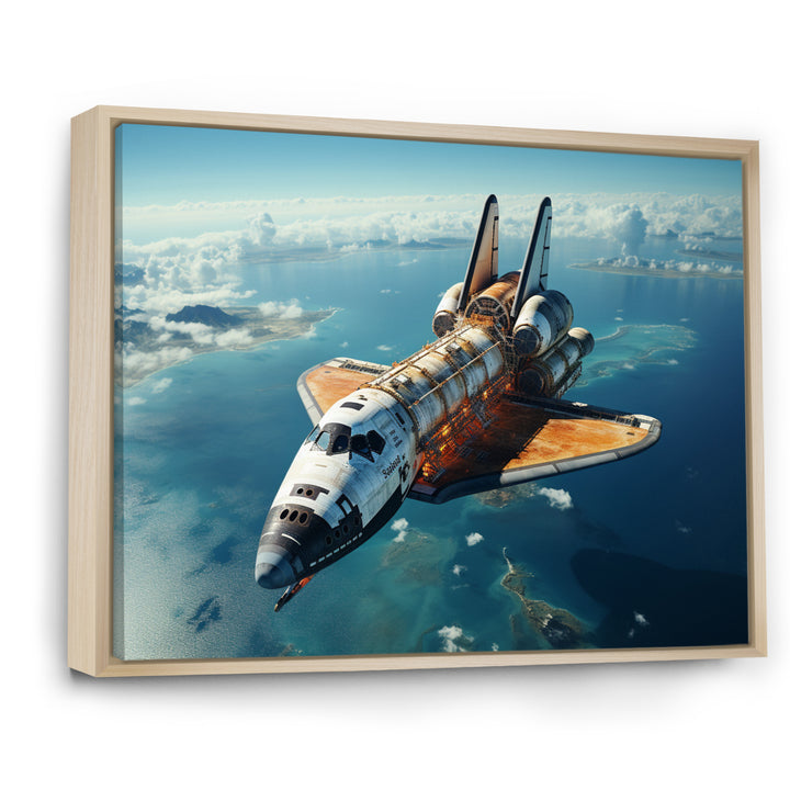 Space Shuttle Orbiting Earth I - Space Shuttle Canvas Wall Art