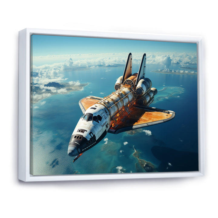 Space Shuttle Orbiting Earth I - Space Shuttle Canvas Wall Art