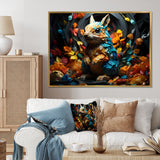 Colorful Squirrel Squirrels Antics Geometric - Squirrel Framed Canvas Art