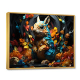 Colorful Squirrel Squirrels Antics Geometric - Squirrel Framed Canvas Art
