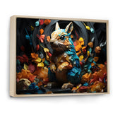 Colorful Squirrel Squirrels Antics Geometric - Squirrel Framed Canvas Art