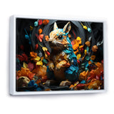 Colorful Squirrel Squirrels Antics Geometric - Squirrel Framed Canvas Art