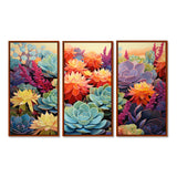 Colorful Succulents Desert Blooms - 3-Piece Canvas Wall Art