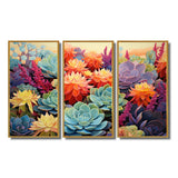Colorful Succulents Desert Blooms - 3-Piece Canvas Wall Art