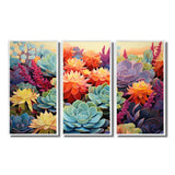 Colorful Succulents Desert Blooms - 3-Piece Canvas Wall Art