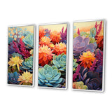 Colorful Succulents Desert Blooms - 3-Piece Canvas Wall Art