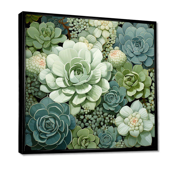 Green Succulents Flowers Serene Succulents IV - Floral Canvas Wall Art