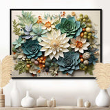 Green Succulents Flowers Serene Succulents VI - Floral Canvas Wall Art