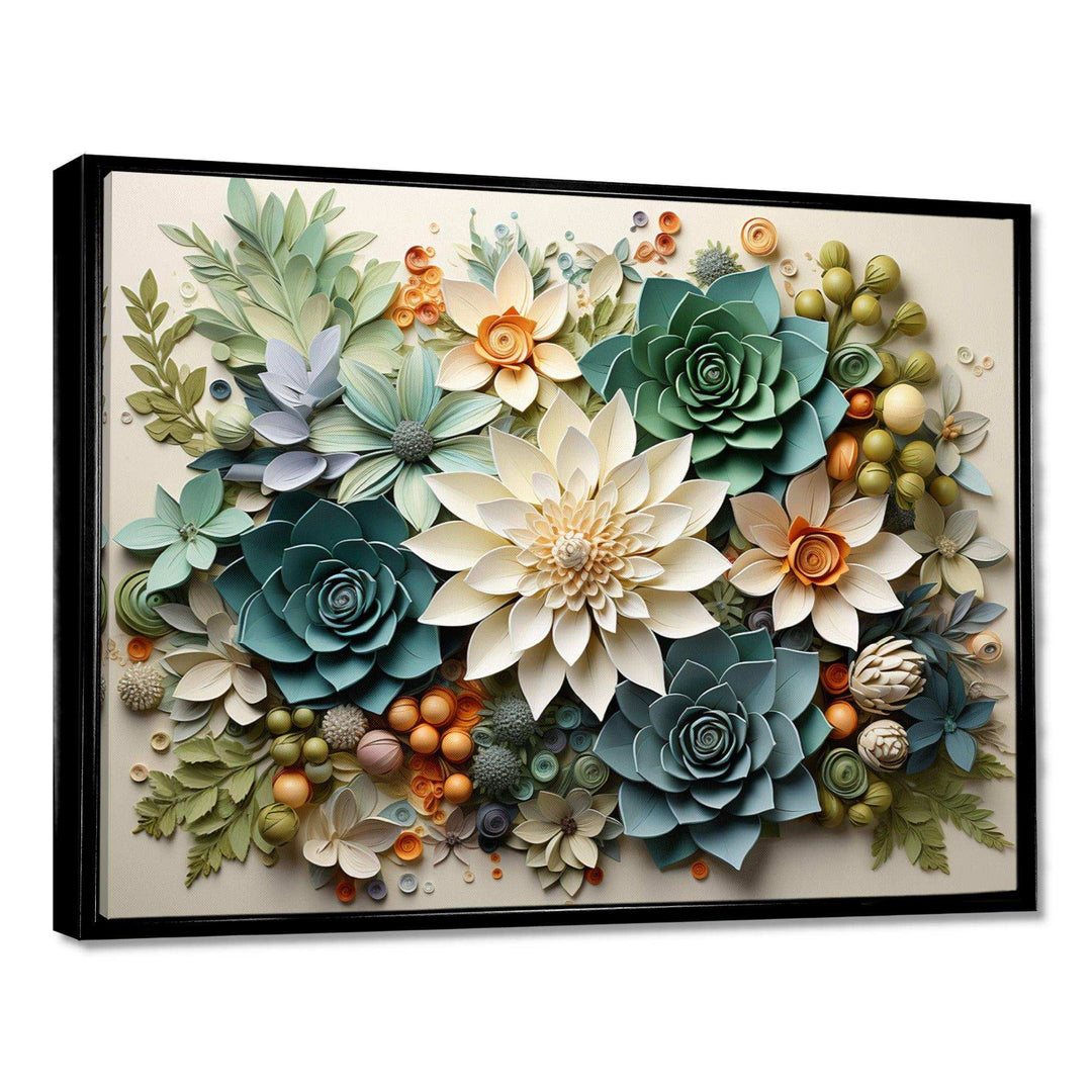 Green Succulents Flowers Serene Succulents VI - Floral Canvas Wall Art