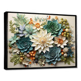 Green Succulents Flowers Serene Succulents VI - Floral Canvas Wall Art