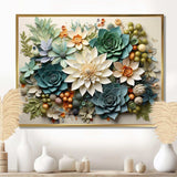 Green Succulents Flowers Serene Succulents VI - Floral Canvas Wall Art