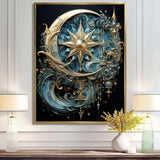 Symbols Crescent Moon And Stars - Fantasy Canvas Wall Art