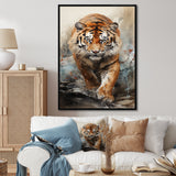 Tiger Descending From The Mountain - Tiger Canvas Wall Art