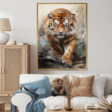 Tiger Descending From The Mountain - Tiger Canvas Wall Art