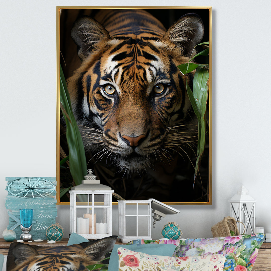 Tiger Portrait Vibrant - Tiger Large Canvas Wall Art