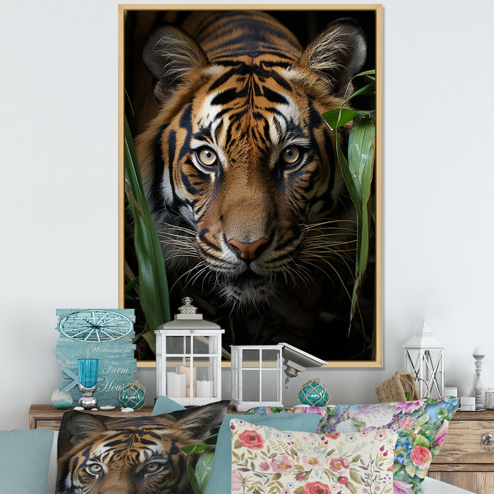Tiger Portrait Vibrant - Tiger Large Canvas Wall Art