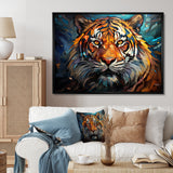 Tiger Roaring Majesty Geometric - Tiger Bedroom Wall Art