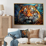 Tiger Roaring Majesty Geometric - Tiger Bedroom Wall Art