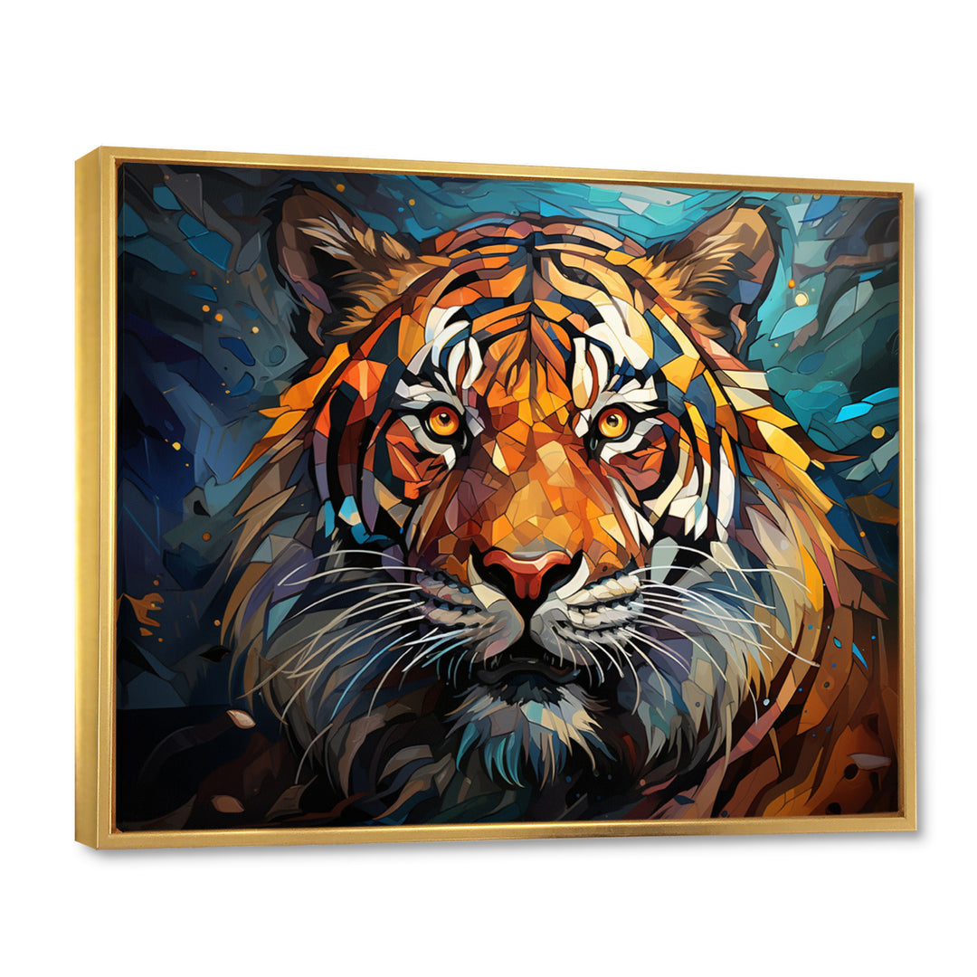 Tiger Roaring Majesty Geometric - Tiger Bedroom Wall Art