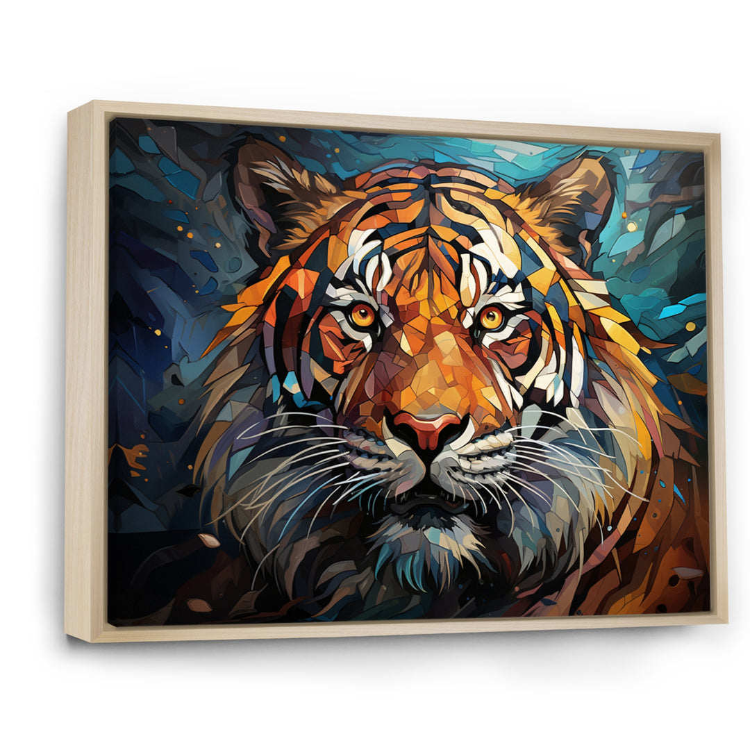 Tiger Roaring Majesty Geometric - Tiger Bedroom Wall Art