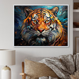 Tiger Roaring Majesty Geometric - Tiger Bedroom Wall Art
